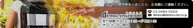 その他ご質問等ありましたら、お気軽にご連絡ください。　TEL:03-3484-0229/mail:denkou●denkou-net.co.jp　受付時間 ＡＭ：10：00 ～ＰＭ6：00　休日 ００～００